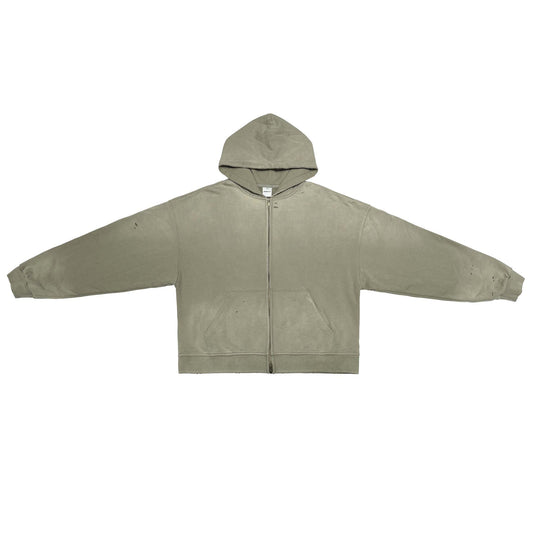 tea stain Distressed Zip-Up (420GSM)